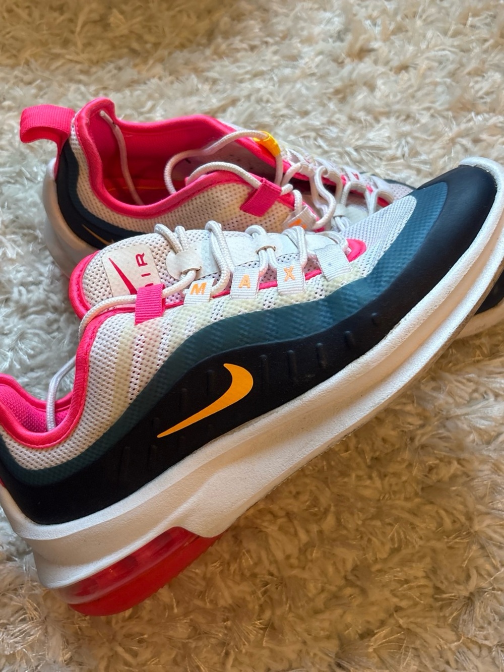 Nike Air Max Sneakers - White, Pink & Yellow Accent